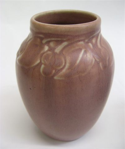 Appraisal: AMERICAN ROOKWOOD POTTERY VASE raised cherries and leaves band rose