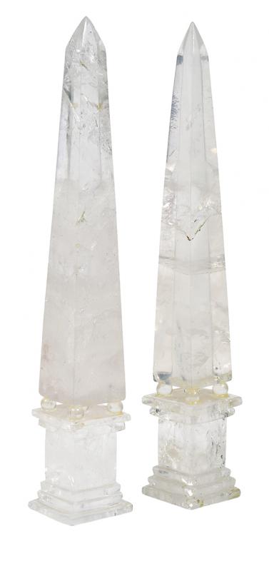 Appraisal: A PAIR OF ROCK CRYSTAL OBELISKS cm high