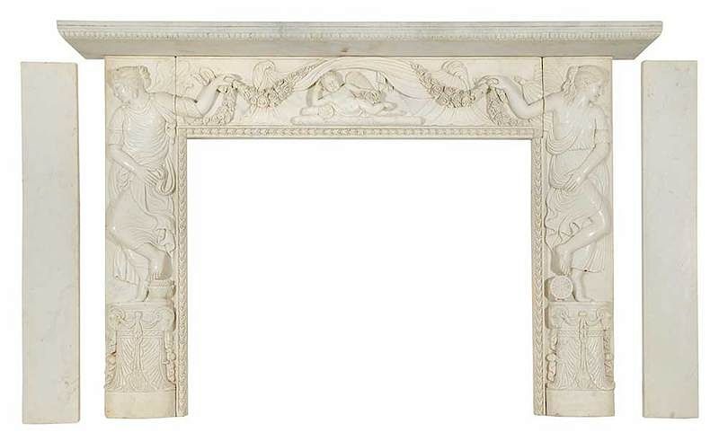 Appraisal: Neoclassical Carrara Marble Fireplace Surround British or Italian probably late