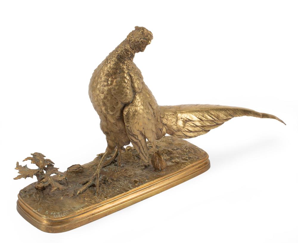 Appraisal: French Gilt Bronze Figure of a Pheasant after Ferdinand Pautrot