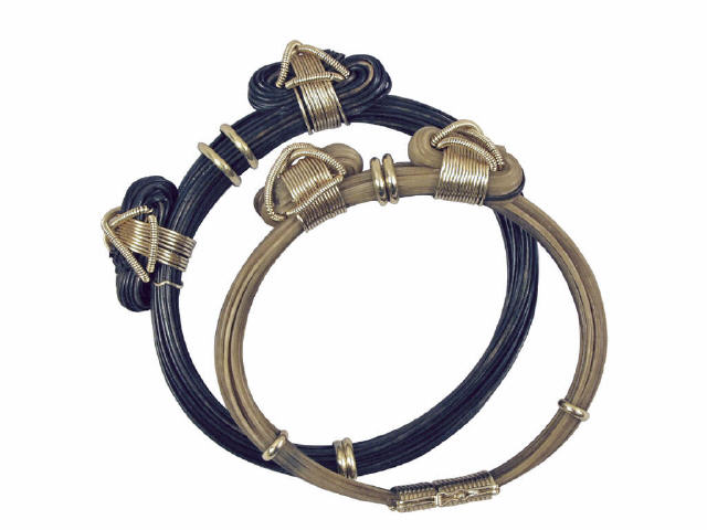 Appraisal: Pair of man's elephant hair bracelets mounted in K gold