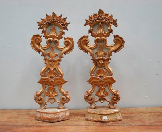 Appraisal: A pair of Christian altar decorations gilded and polychrome early