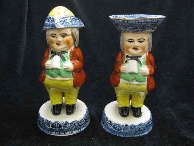 Appraisal: Pair of Staffordshire Pottery Figural Salt Pepper toby style open