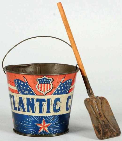 Appraisal: Early Tin Litho Atlantic City Sand Pail Circa WWI-era Patriotic