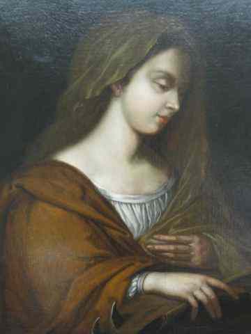 Appraisal: Portrait of St Catherine oil on canvas image area ''