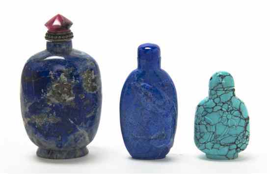 Appraisal: Two Lapis Snuff Bottles one a lady's bottle with a