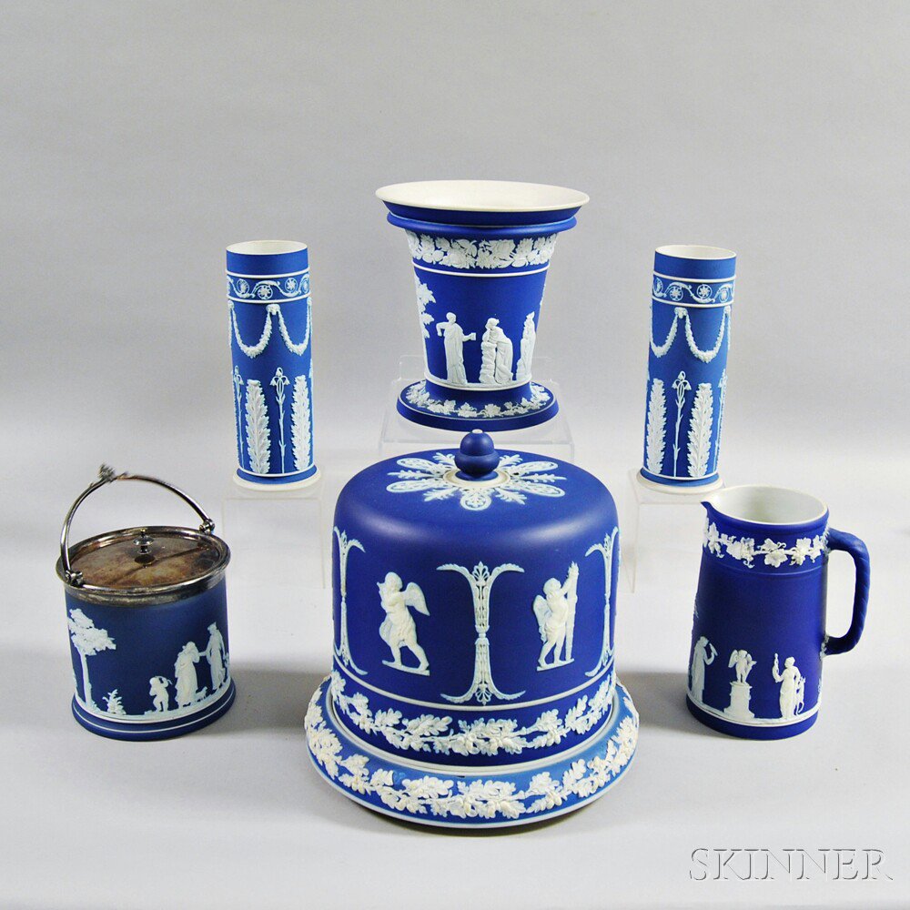 Appraisal: Six Wedgwood Dark Blue Jasper Items th and th century