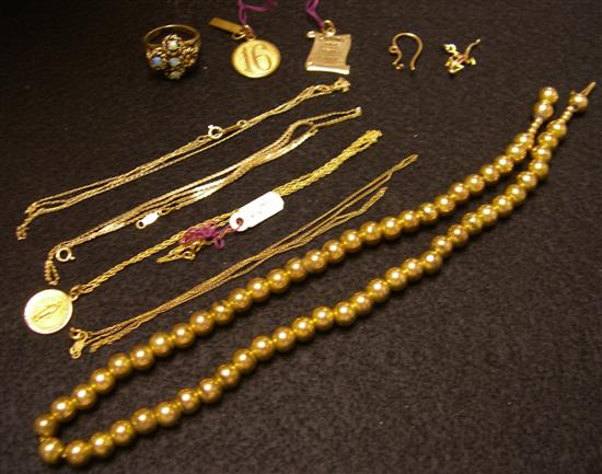 Appraisal: JEWELRY K yellow gold bead necklace inches long beads are