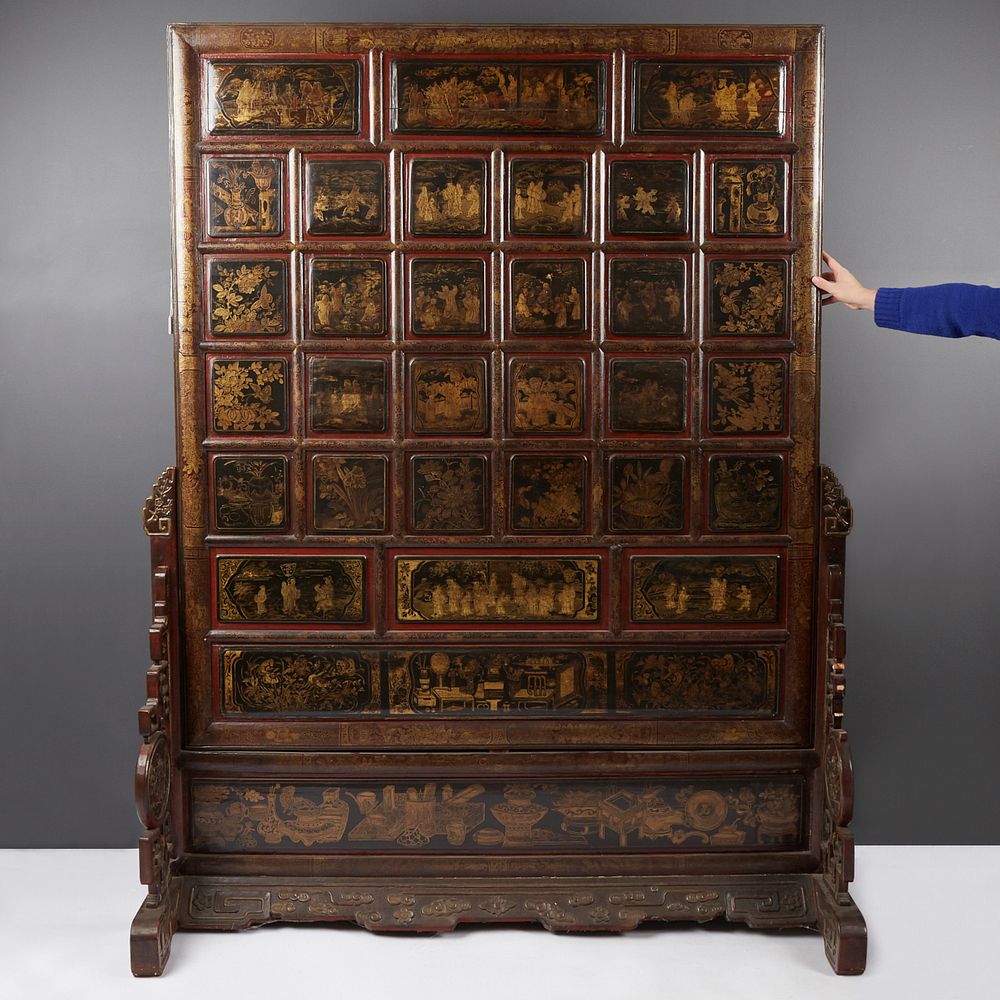 Appraisal: th Century Chinese Room Divider or Screen A well lacquered