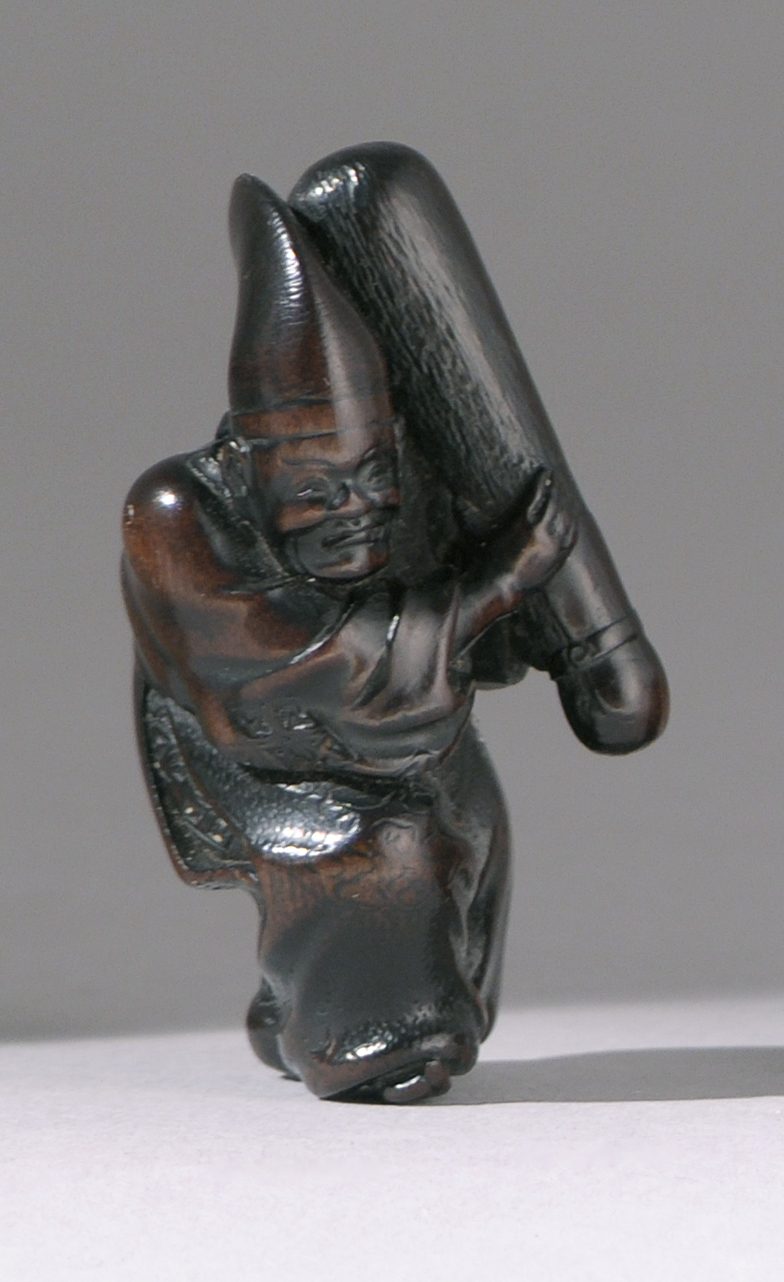 Appraisal: WOOD NETSUKE Early th CenturyBy Kotetsu Depicting a sambaso dancer