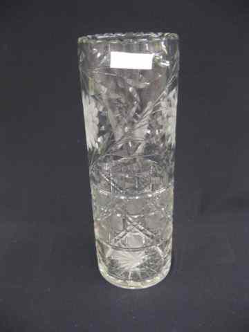 Appraisal: Cut Glass Vase floral and cane cylinderical ''