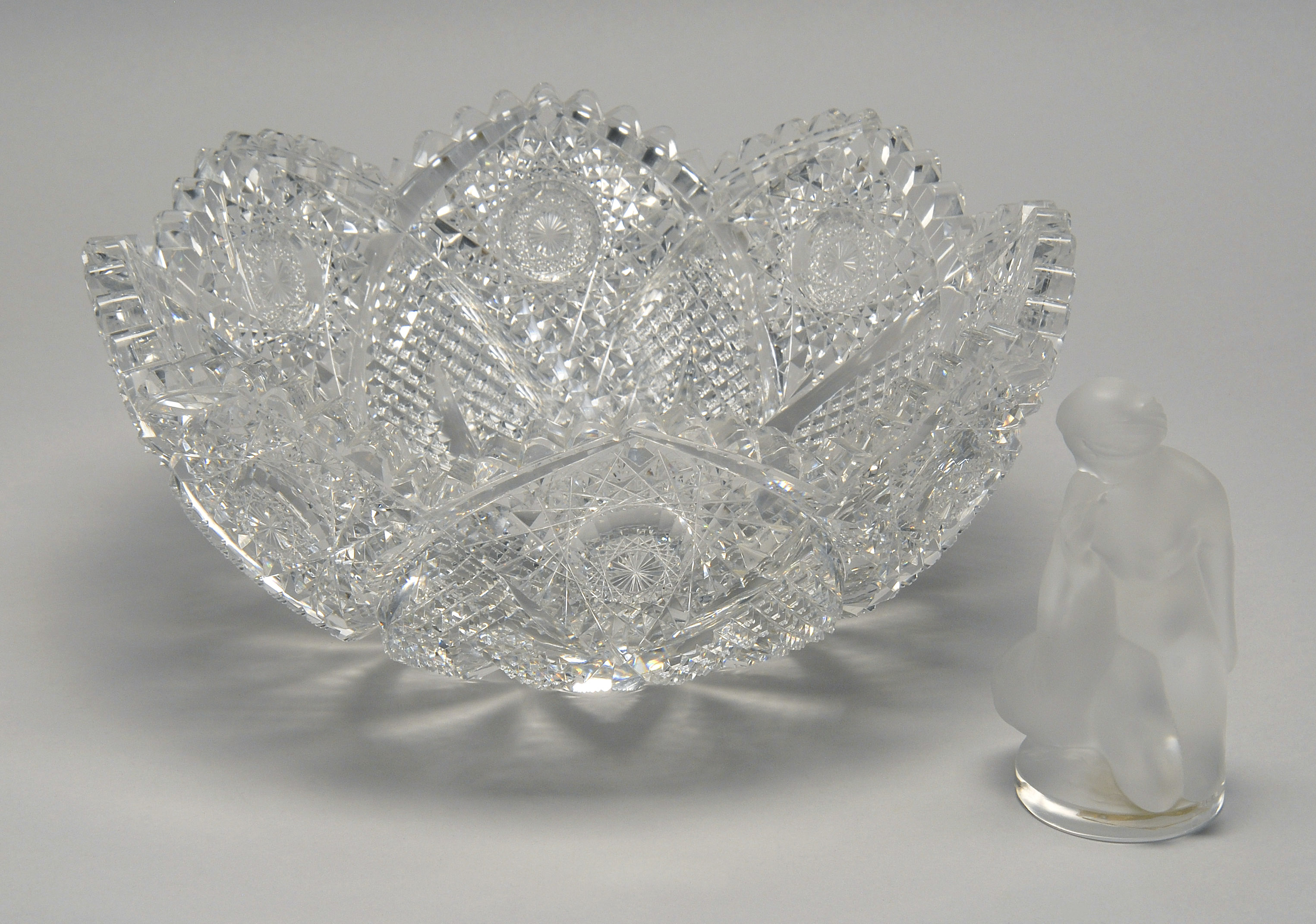 Appraisal: CUT GLASS BOWL th CenturyWith pinwheel decoration Height Diameter Together