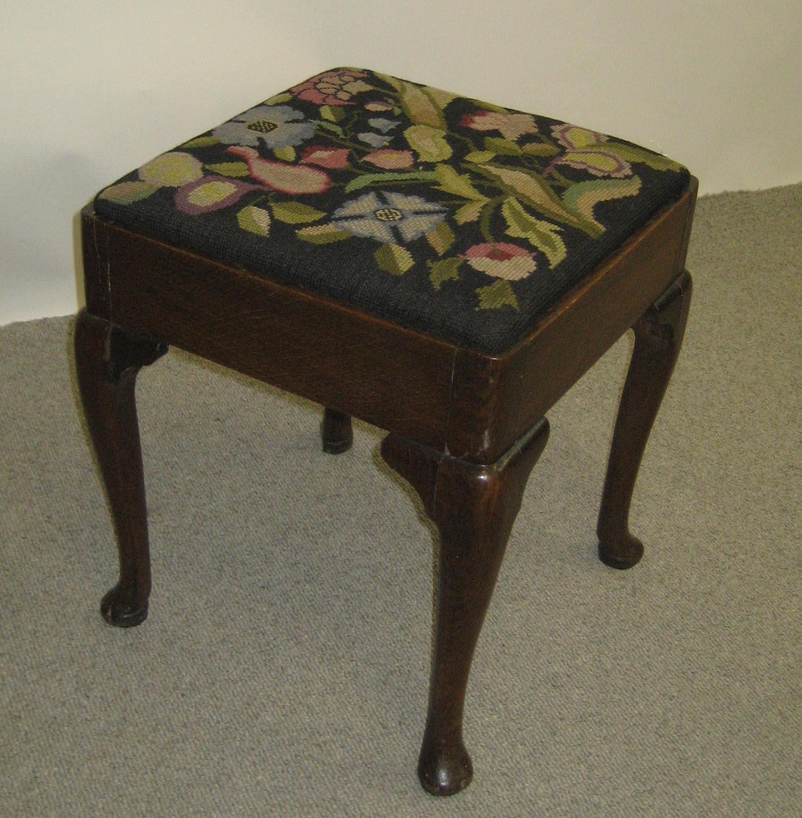 Appraisal: A GEORGIAN OAK STOOL late th century of rounded square