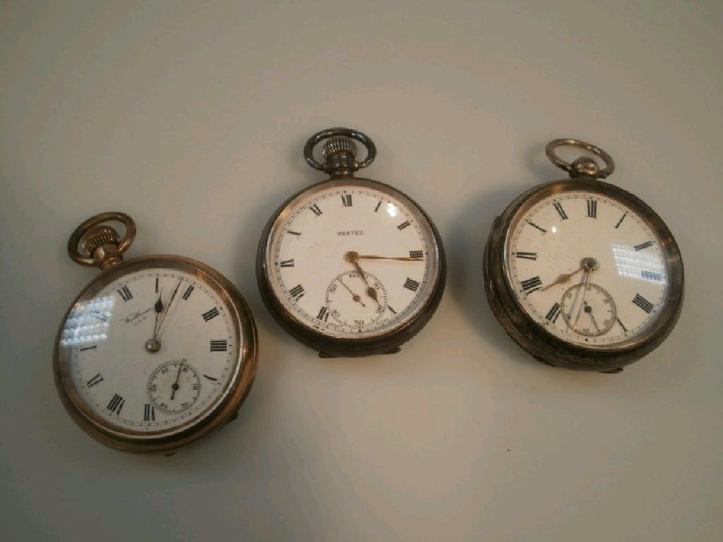 Appraisal: Two open face silver pocket watches and a gold plated