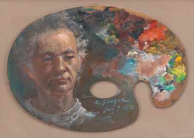 Appraisal: Clyde J Singer American - Self Portrait with Palette Oil