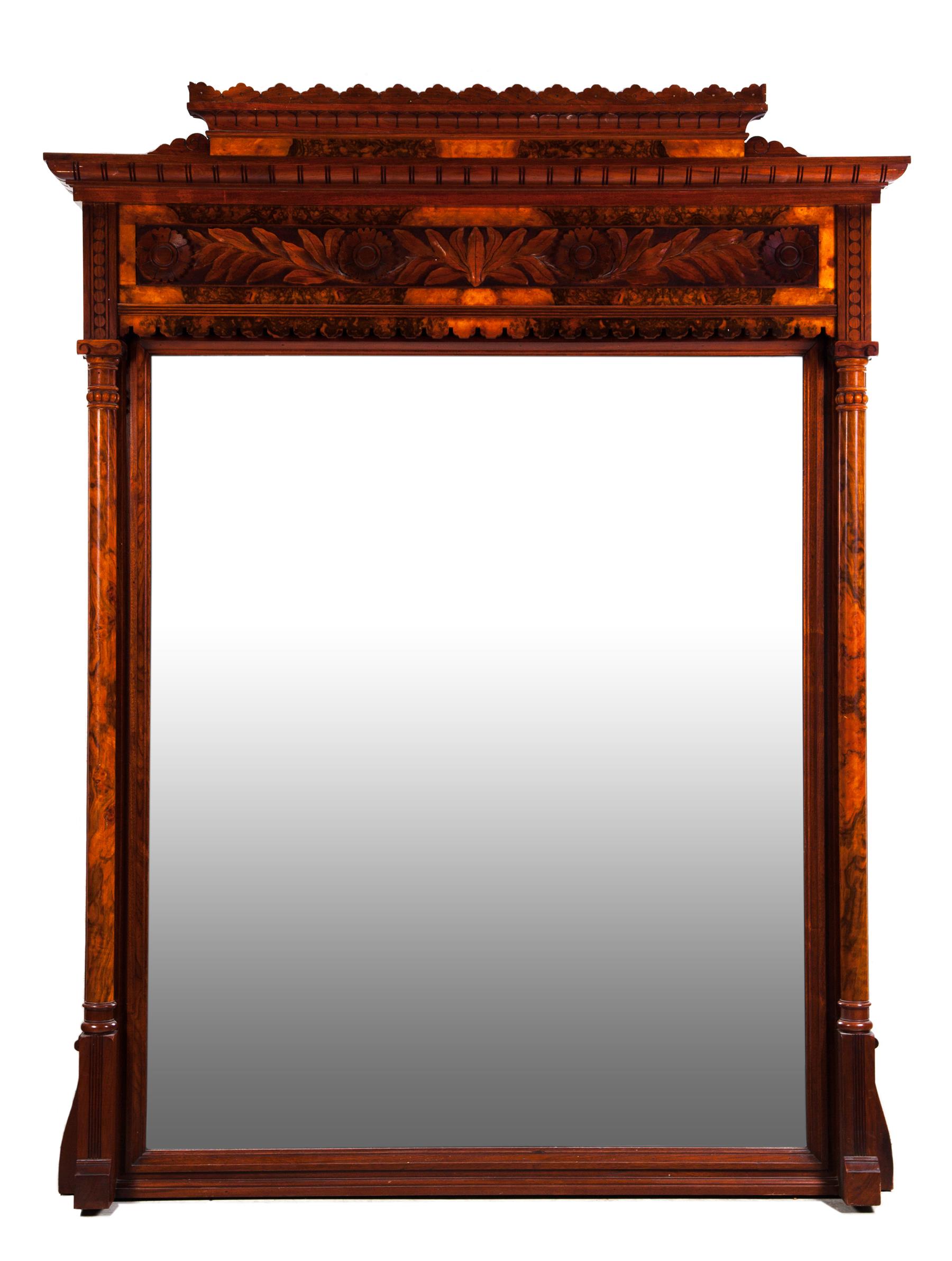 Appraisal: LARGE VICTORIAN OVER-MANTEL CARVED PARLOR MIRROR American nd half- th