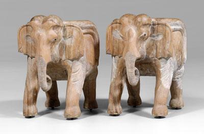 Appraisal: Pair carved elephant-form armchairs each carved from solid piece of