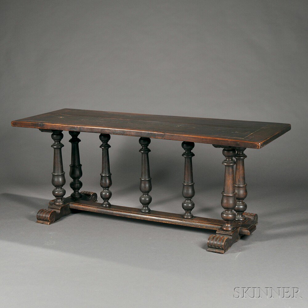 Appraisal: Renaissance-style Refectory Table narrow rectangular top raised on six baluster-form