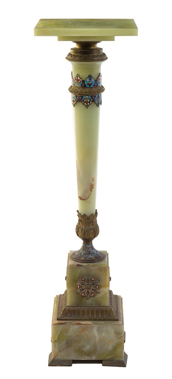 Appraisal: Sale Lot A French Onyx Gilt Bronze and Champleve Pedestal