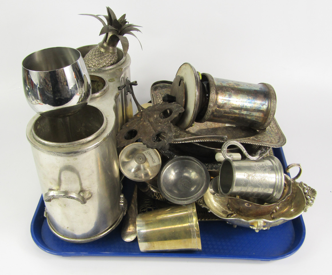 Appraisal: Plated wares including a sauce boat tazza wine bottle holder