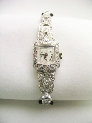 Appraisal: Vintage Platinum and Diamond Lady Hamilton Watch set with round