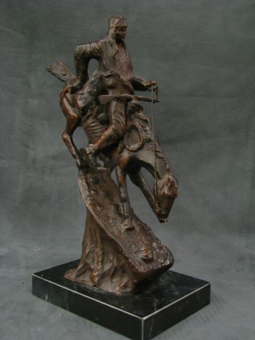 Appraisal: Frederic Remington bronzed reproduction sculpture of Mountain Man on marble