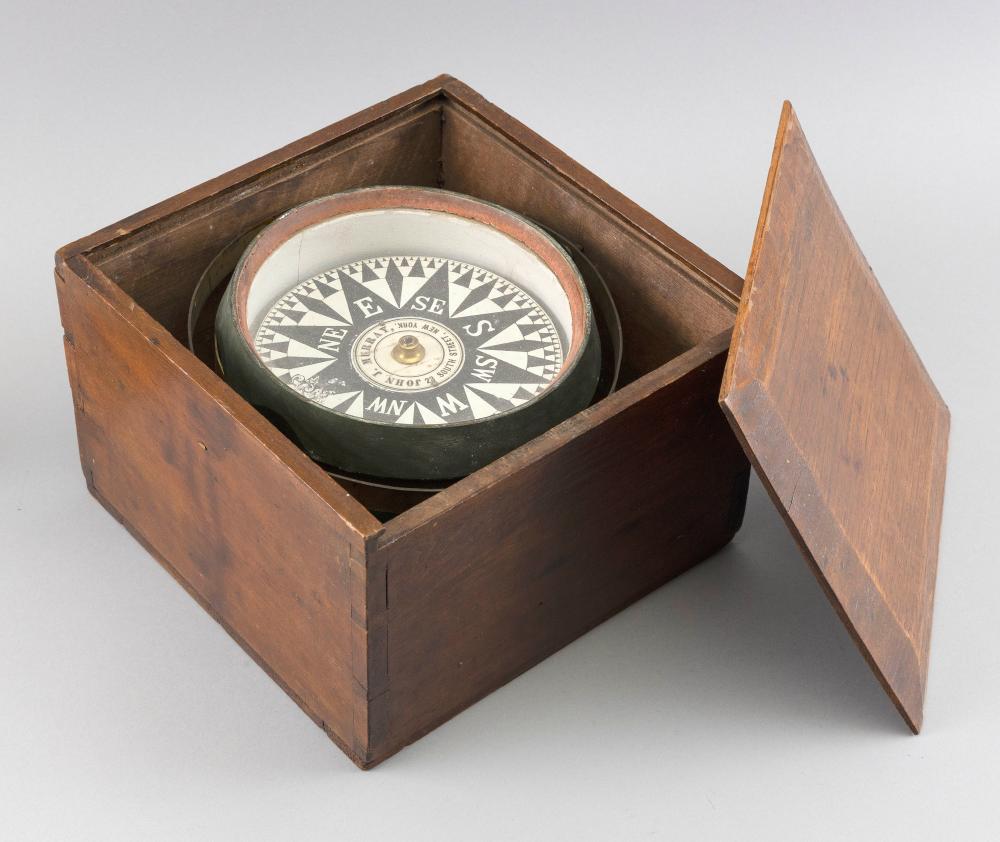 Appraisal: LARGE AND WELL-PRESERVED WOOD BOWL COMPASS AMERICA CIRCA BOWL DIAMETER