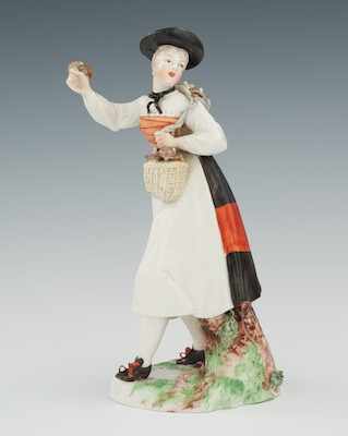 Appraisal: A Nymphenburg Porcelain Figurine of a Mushroom Seller Beautifully modeled