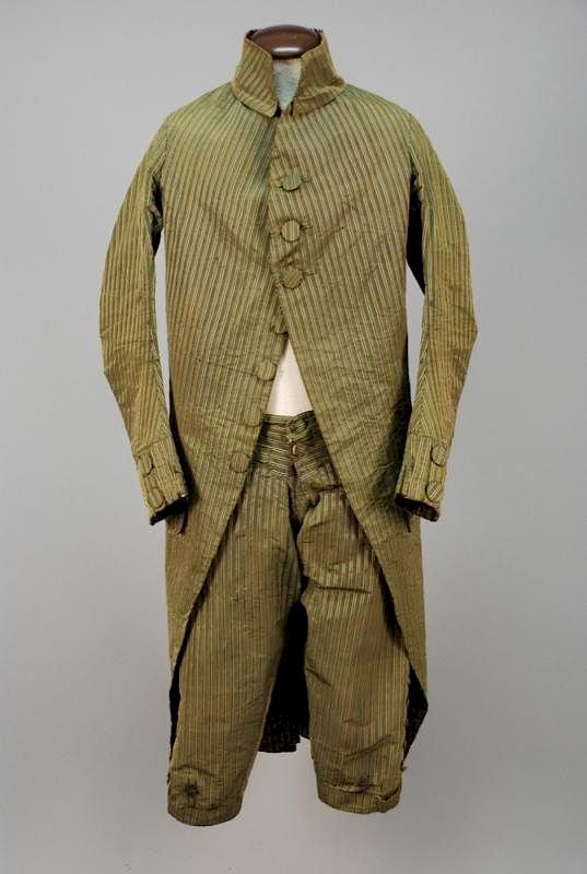 Appraisal: GENTS STRIPED SILK COAT and BREECHES LATE th - EARLY