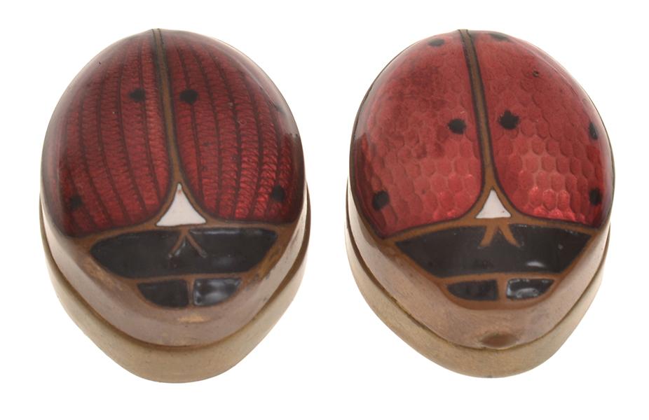 Appraisal: TWO ENAMELLED LADYBIRD TRINKET BOXES