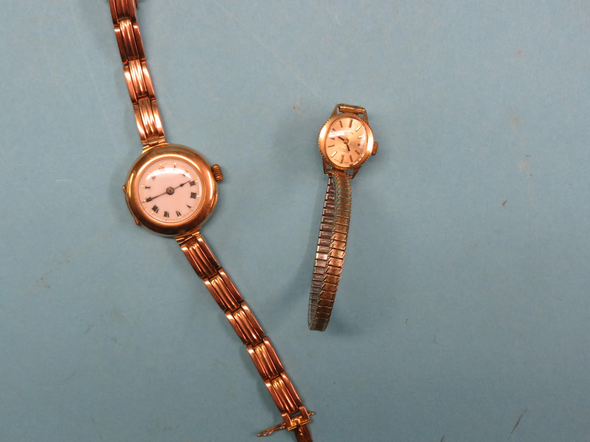 Appraisal: A lady's ct gold wristwatch with expanding ct gold strap