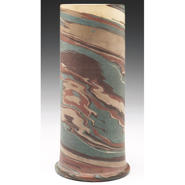 Appraisal: Niloak Missionware vase cylindrical and footed shape with a colorful