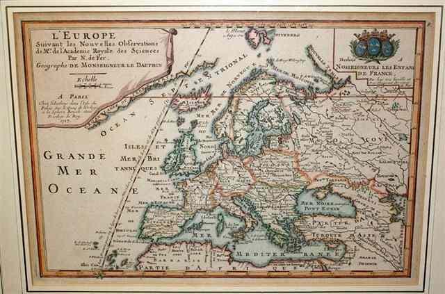 Appraisal: NICHOLAS DE FER'L'Europe' engraving hand-coloured x and a small map