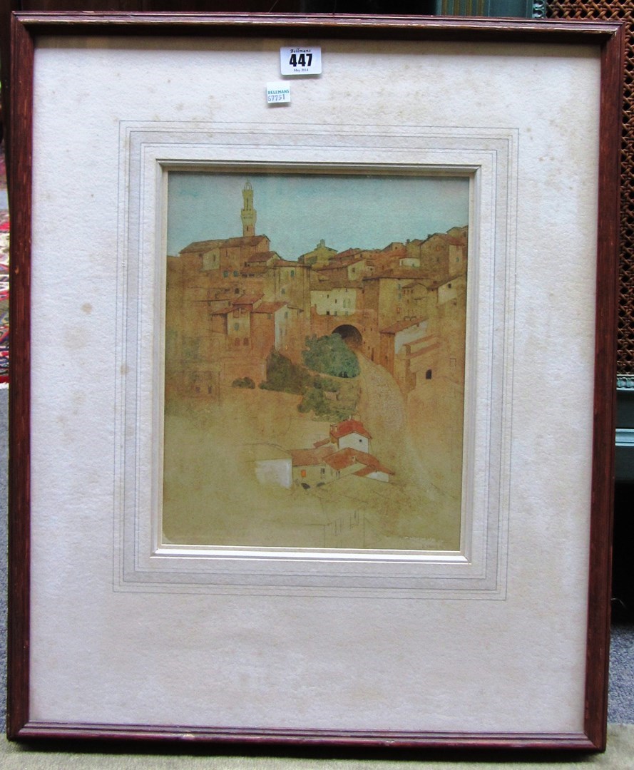 Appraisal: Dorothy Webster Hawksley - Siena Watercolour sketch signed and inscribed