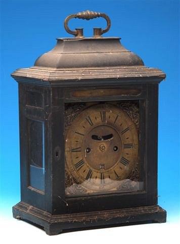 Appraisal: A Georgian and later ebonised bracket clock with inverted bell