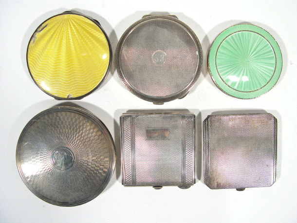 Appraisal: Six compacts one silver two enamelled and three others