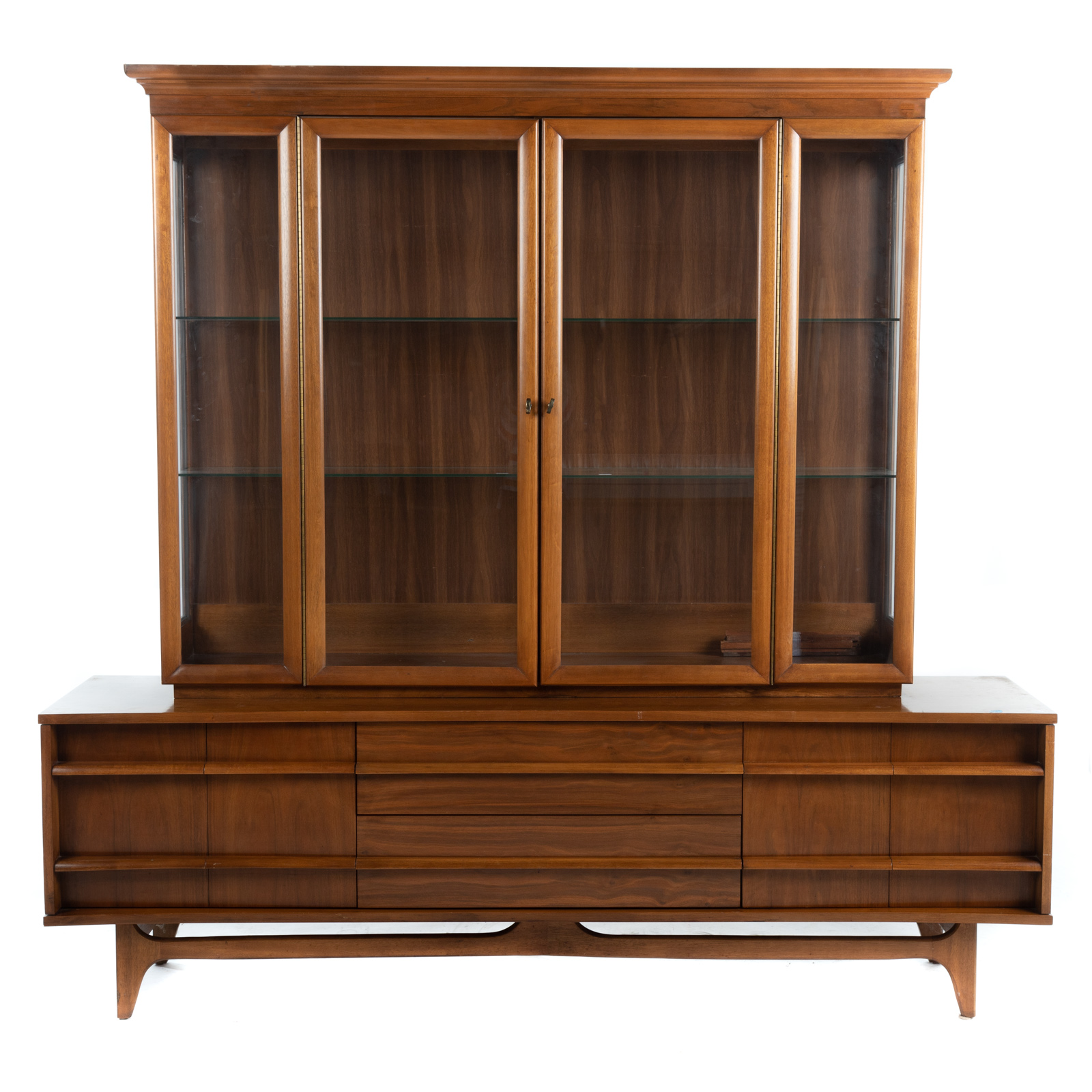 Appraisal: MID- CENTURY STYLE WALNUT CHINA CABINET th century made by