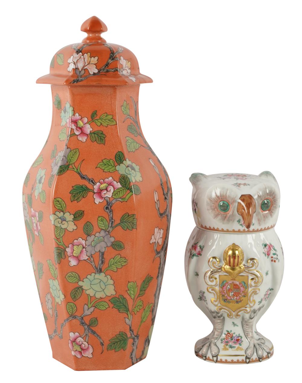 Appraisal: TWO FRENCH PORCELAIN COVERED JARSeach circa with Porcelaine de Paris