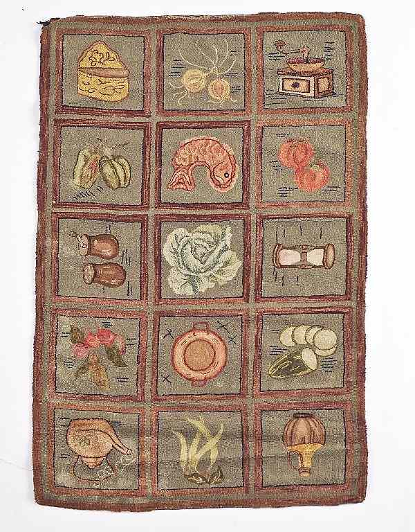 Appraisal: American hooked rug early th c x