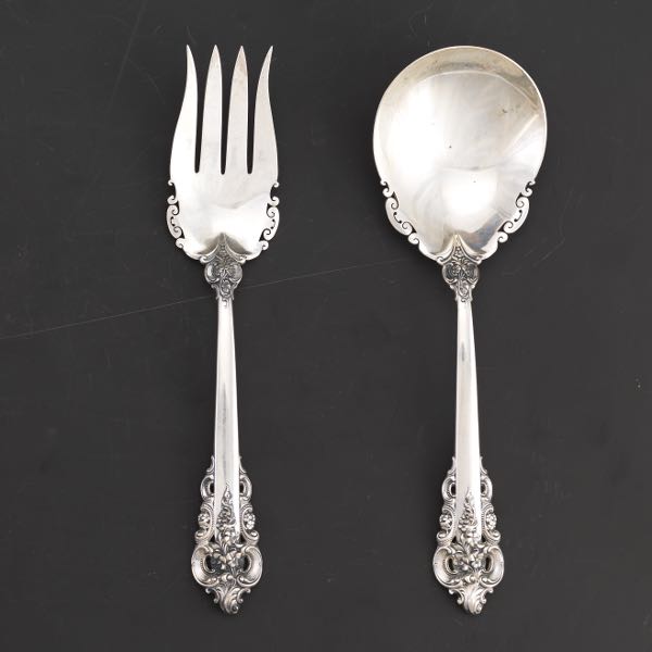 Appraisal: WALLACE SALAD SERVING SET GRAND BAROQUE PATTERN long each Sterling