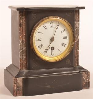 Appraisal: Antique French Slate Case Mantel Clock Variegated marble Stiles with