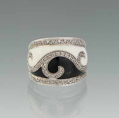 Appraisal: A Ladies' Enamel and Diamond Ring k white gold ring