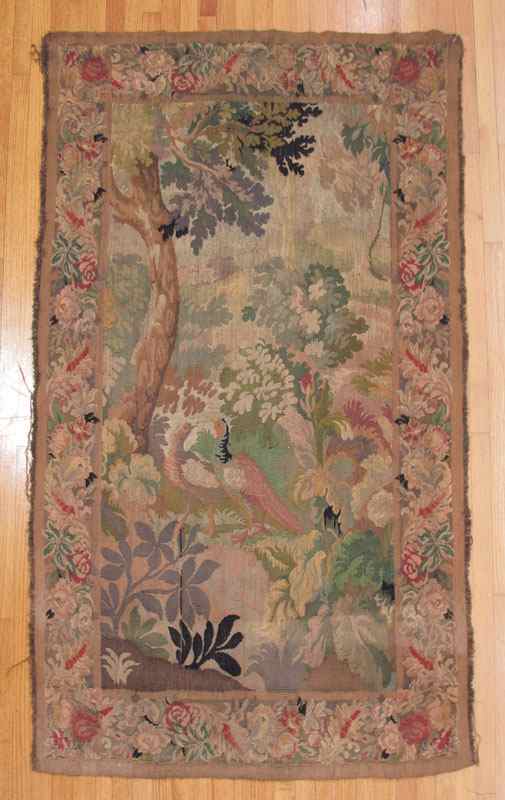 Appraisal: TH C WOVEN TAPESTRY Pheasants in a lush garden ''