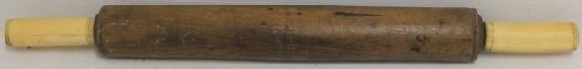 Appraisal: TH C SAILOR MADE ROLLING PIN TURNED WHALE'STOOTH HANDLES MAHOGANY