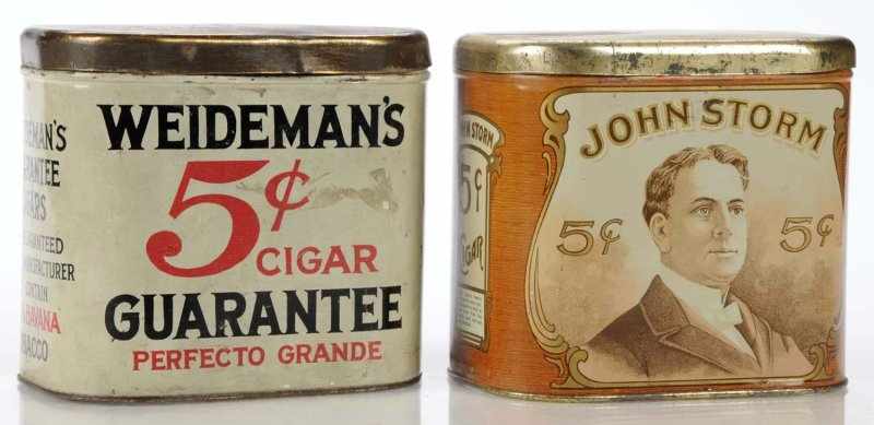 Appraisal: Lot of Round Corner Cigar Tins Description Lot includes Weideman