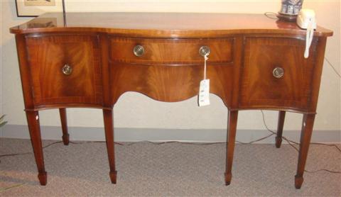 Appraisal: REGENCY STYLE BANDED MAHOGANY SIDEBOARD h w d in Provenance