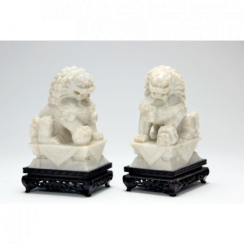 Appraisal: Pair of Imperial Style Carved Marble Foo Dogs early th