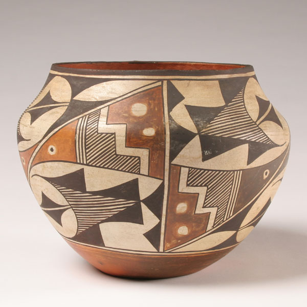 Appraisal: Acoma NM Native American polychrome olla pottery vessel H x