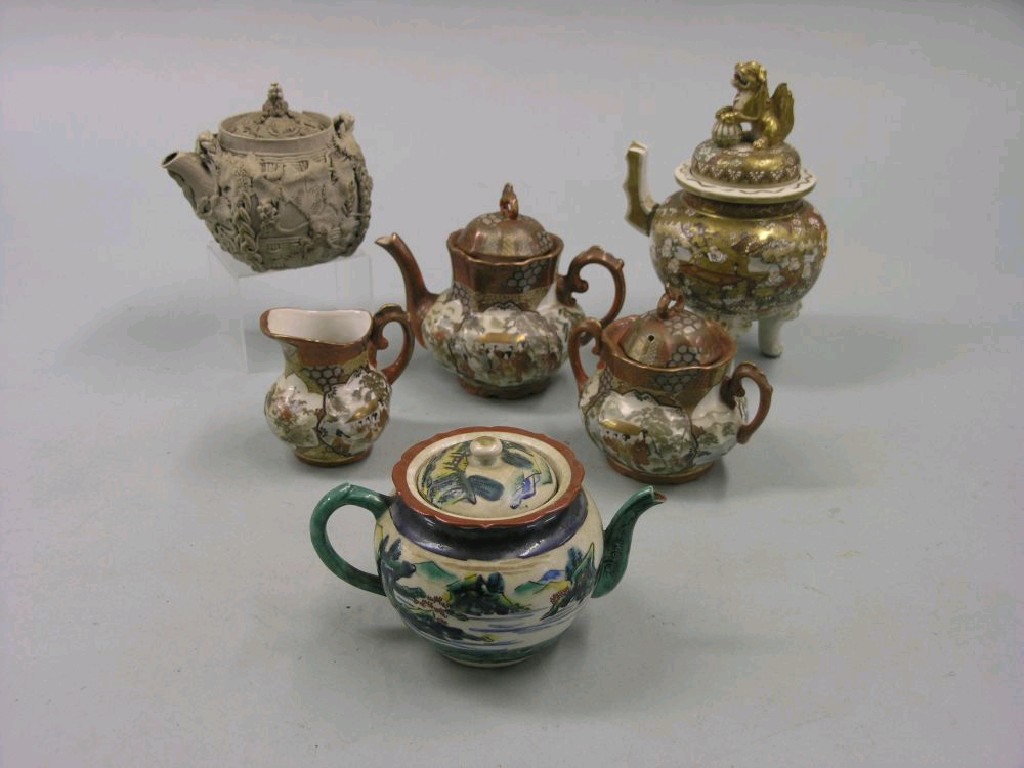 Appraisal: A Kutani teaset including teapot Canton teapot etc