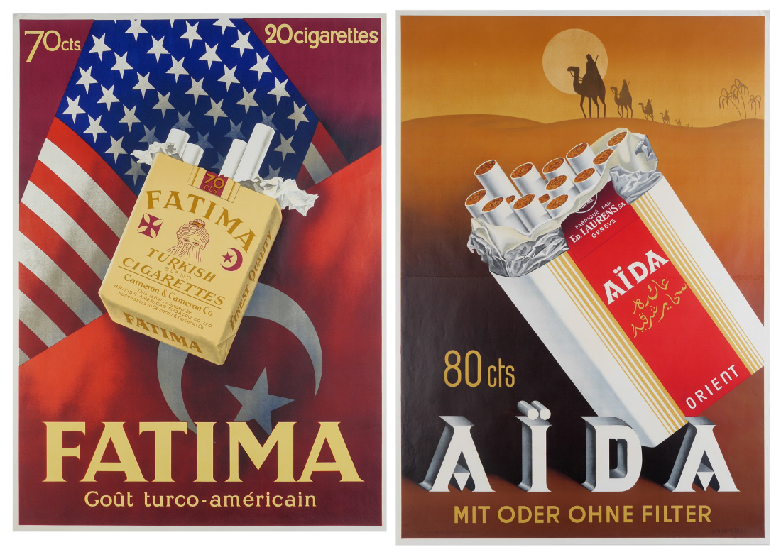 Appraisal: FATIMA AIDA CIGARETTE ADVERTISING POSTERS vintage posters total to include